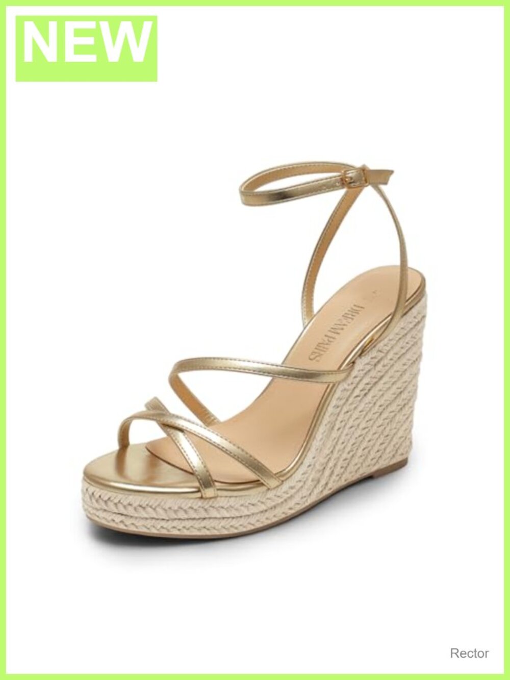 Strappy Espadrille Wedge Sandals Faux Leather Ankle Strap